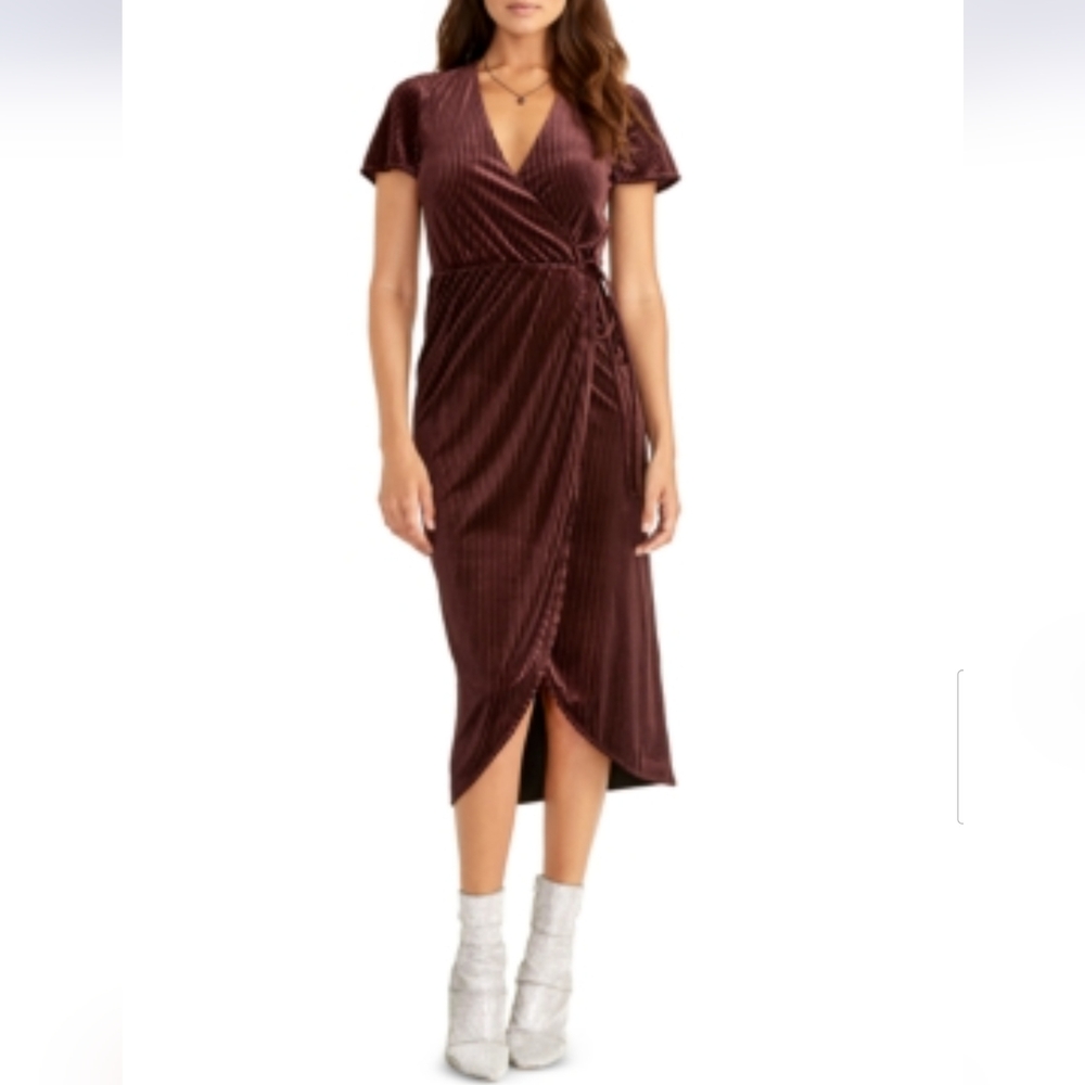 NWT RACHEL ROY NOMI RIBBED MIDI WRAP DRESS
